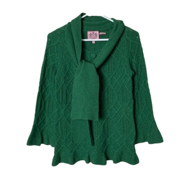 Juicy Couture Sweaters - Juicy Couture green merino wool cashmere cable knit sweater S